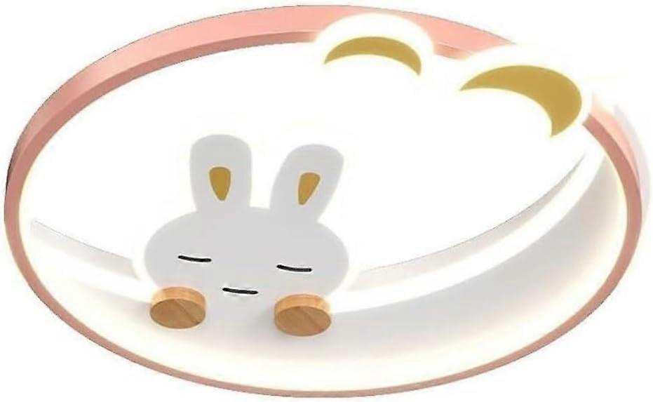 Bunny Ceiling Light with 3Color Dimming LED, Pink Rabbit Lamp for Kids Room Nursery Flush Mount