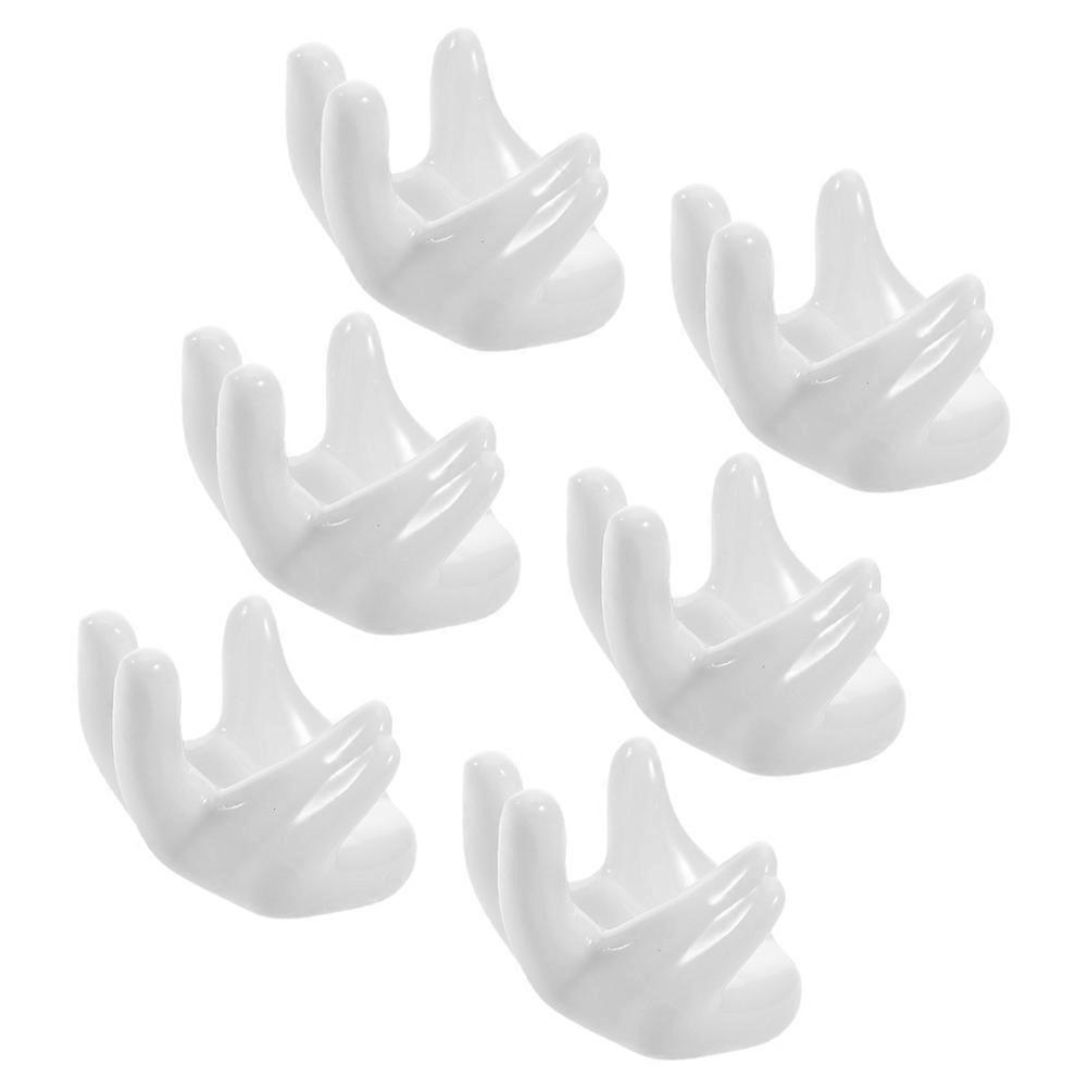Egg Cup Holder Porcelain Hand Shaped for Easter Eggs 6Pcs Ceramic Display Stand