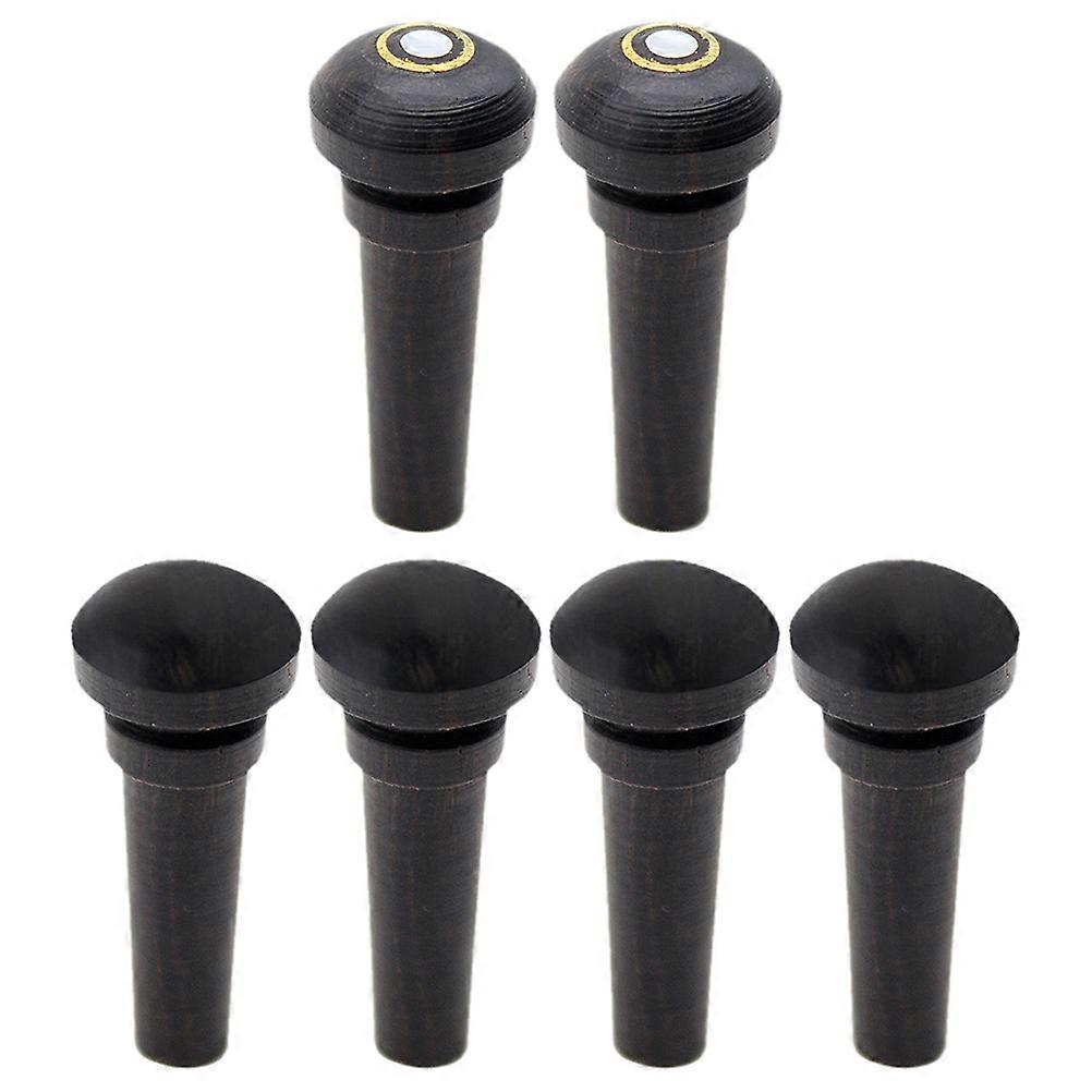 Small Violin Tailpin Ebony Plugs for Various Brands 6Pcs Dark Brown Set