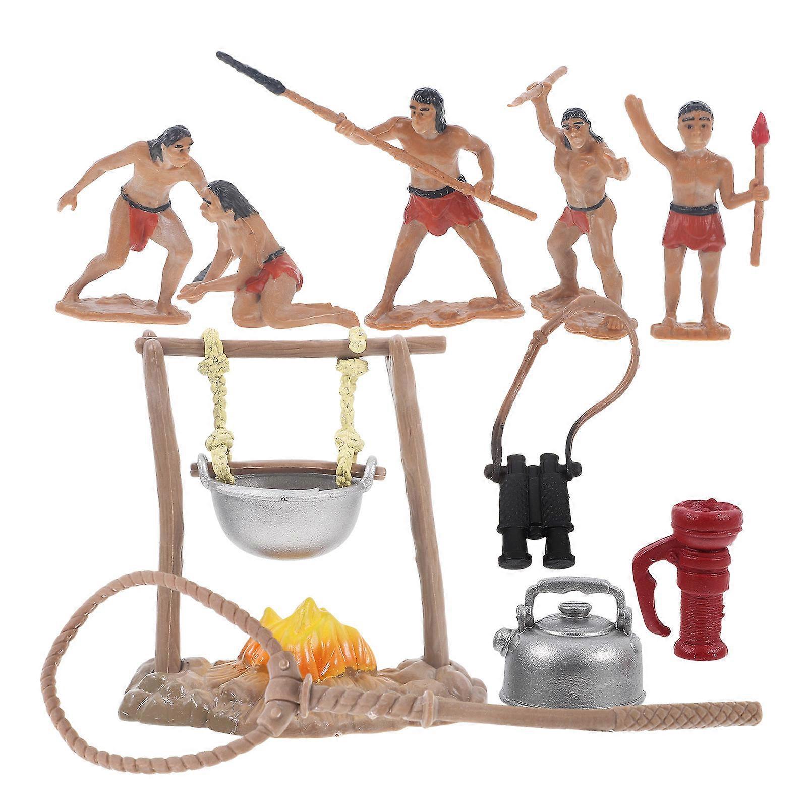 Assorted Color Primitive Men Toy Set for Camping Equipment Simulation 1Set