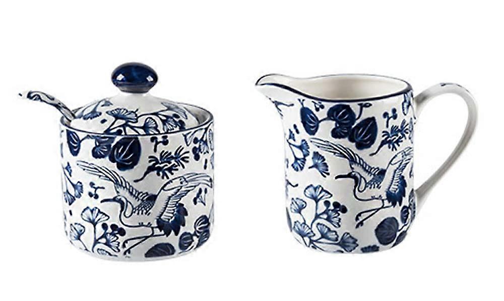 Ceramic Creamer and Sugar Bowl Set with Lid, Elegant Porcelain Coffee Serving Set