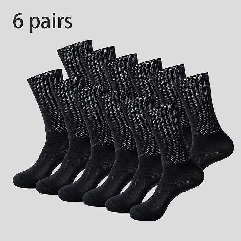 6Pairs Comfortable and Supportive Diabetic Socks for Men Moisture wicking Fabric Non-binding Top business socks