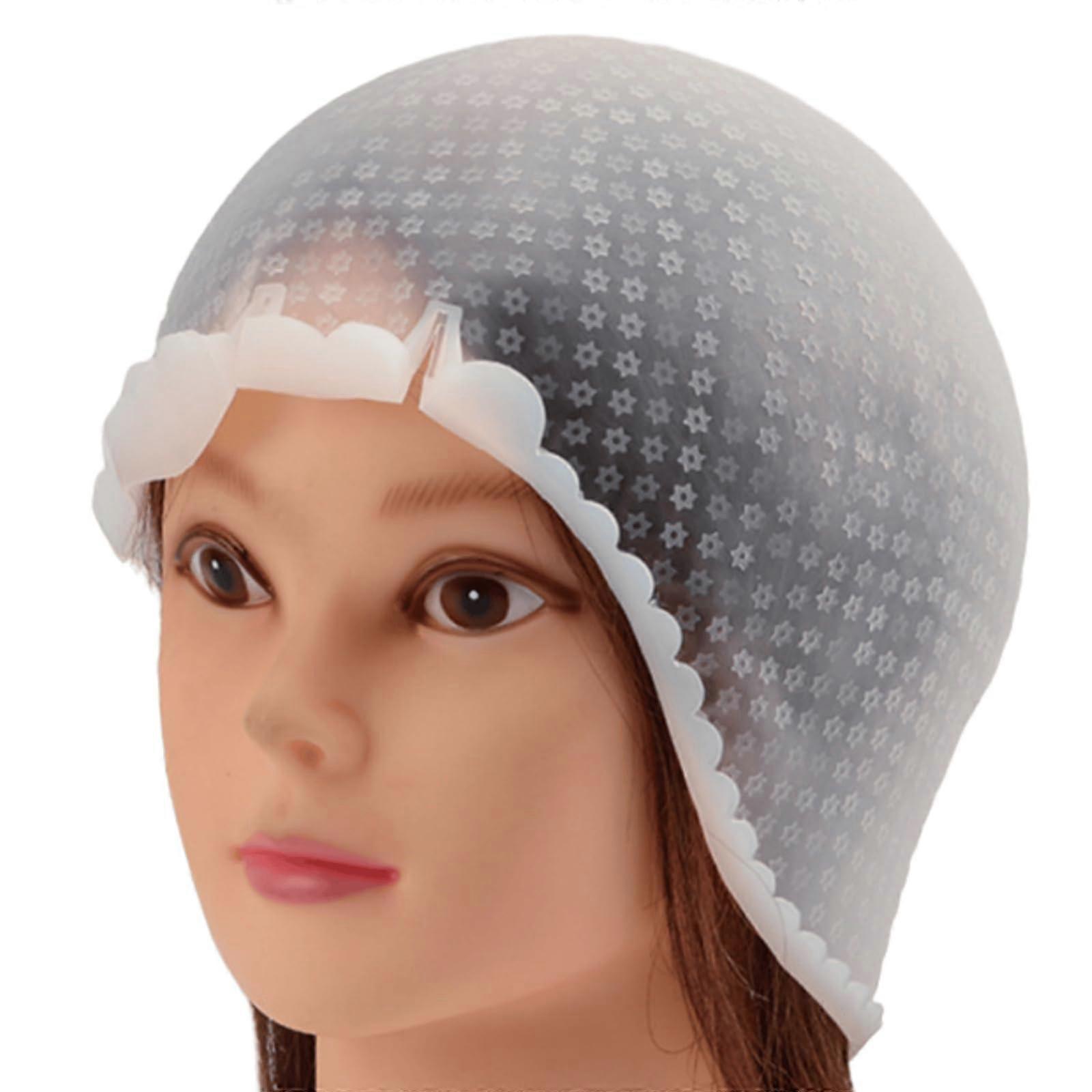 Hair Highlighting Cap, Reusable Silicone Dye Cap with Gloves and Brush for Salon and Home Use