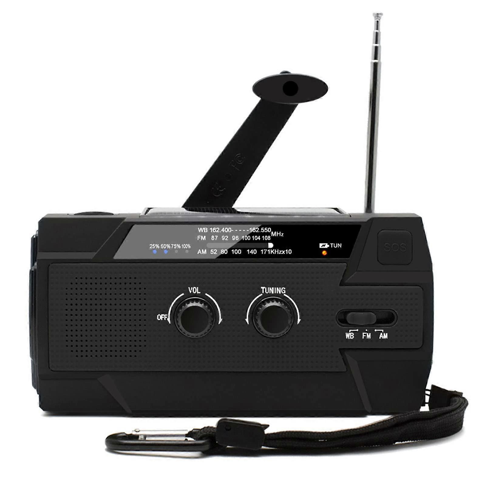 Emergency Weather Radio with Solar Hand Crank, AM FM WB Alerts, 4000mAh Power Bank and Flashlight
