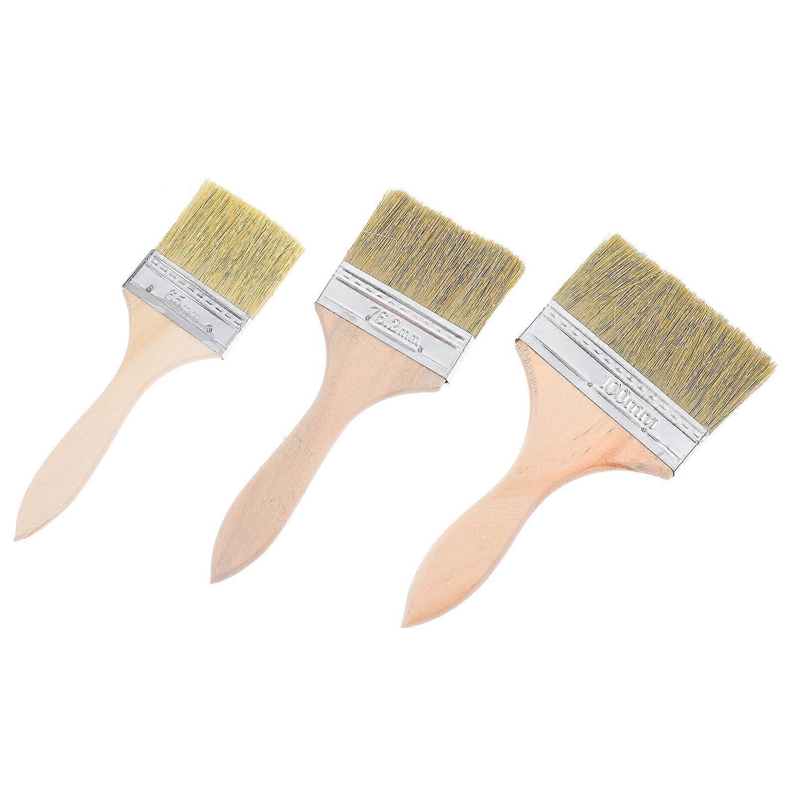 Thickened Wood Handle Paint Brush for DIY Projects 3Pcs Set