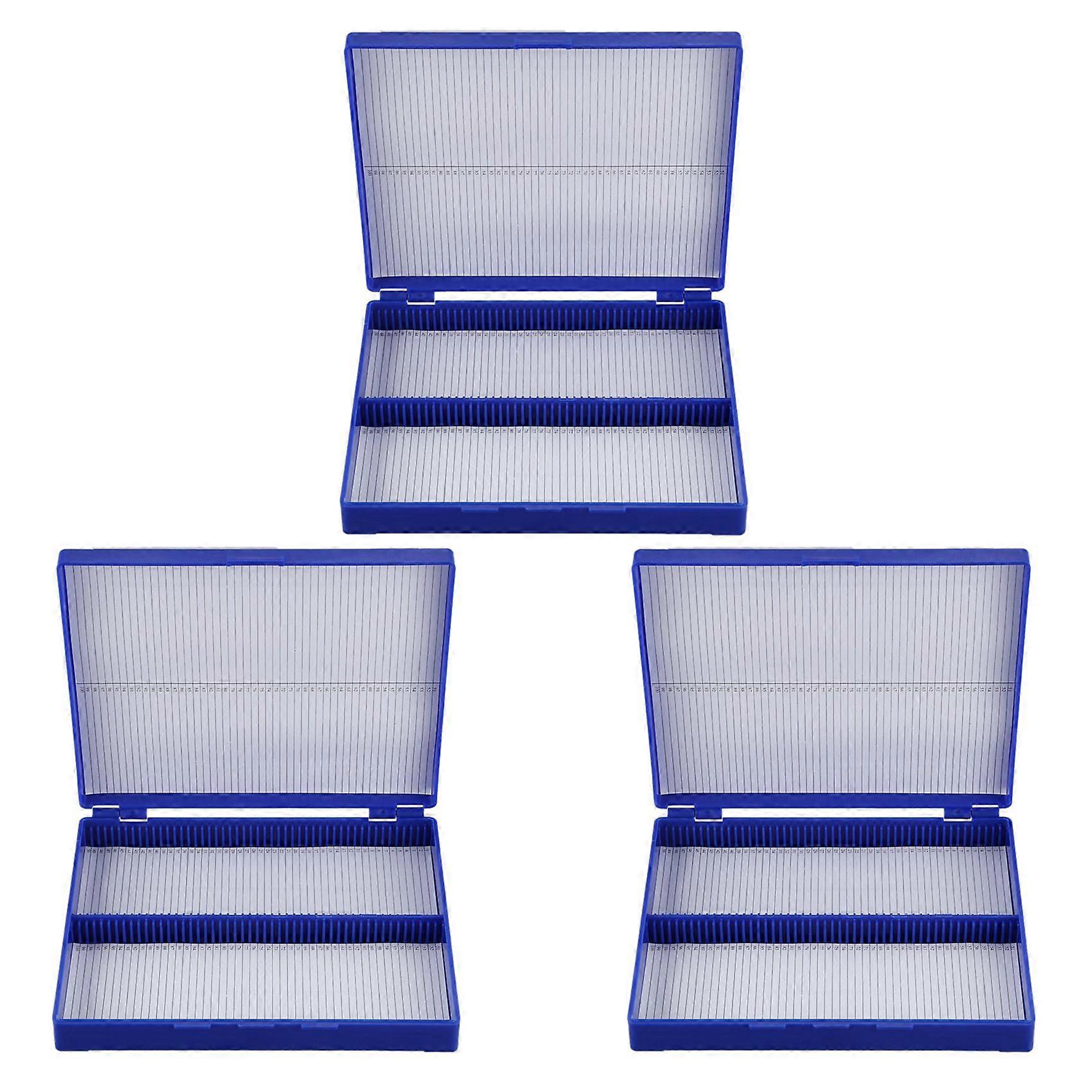 Royal Blue Plastic Rectangle Hold 300 Microslide Slide Microscope Box