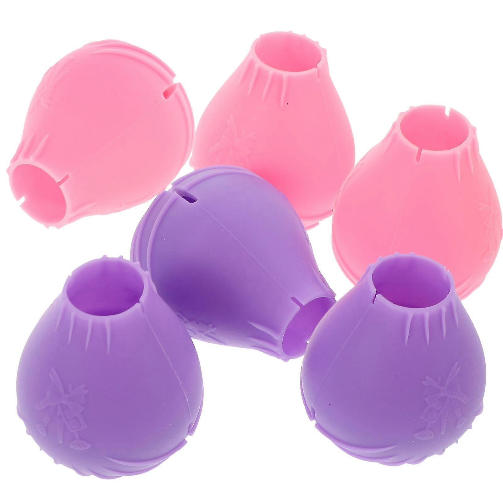 Makeup Brushes Case Silicone Compact Design Traveling Dust-Proof Protective Purple 6Pcs