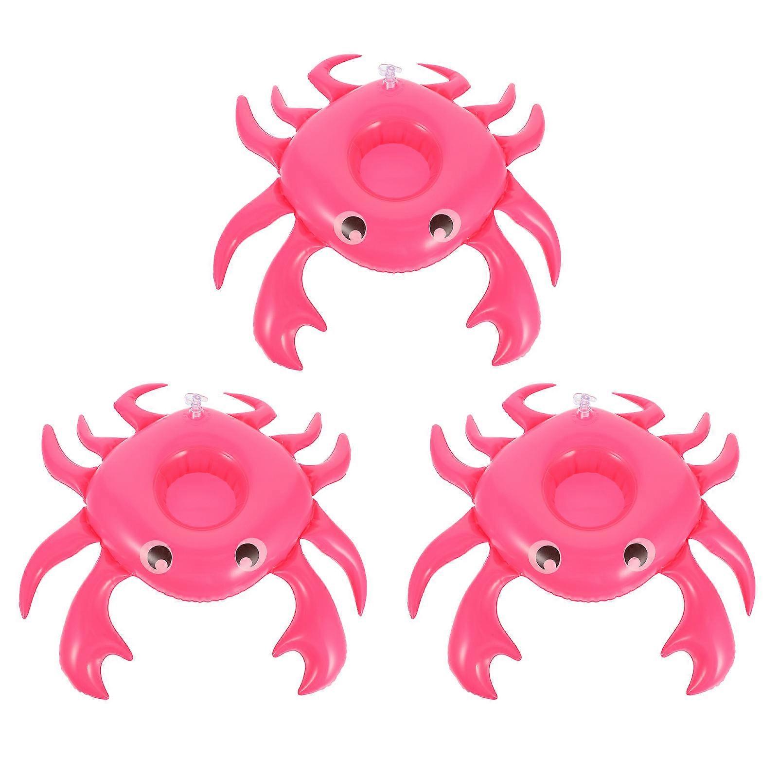 Pool Drink Holder Cartoon Crab-Shape for 3Pcs Inflatable Accessory