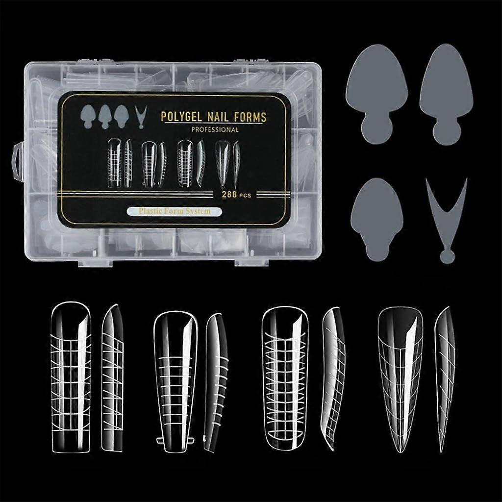 288 Pcs Reusable Nail Extension Forms Set for Poly Gel and Acrylic with Precise Length Control