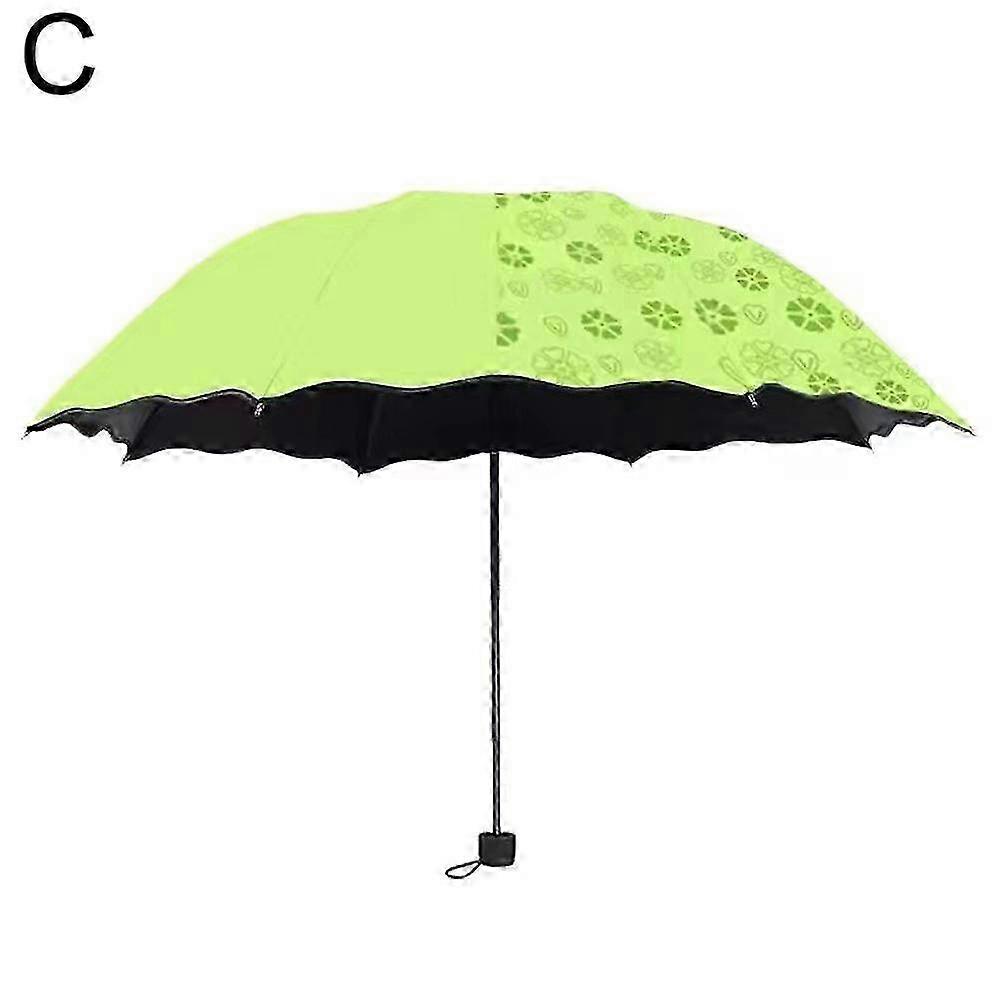 26-27 Portable Folding Manual Sunshade Umbrella Fruit Pattern Black Glue Sun Blocking