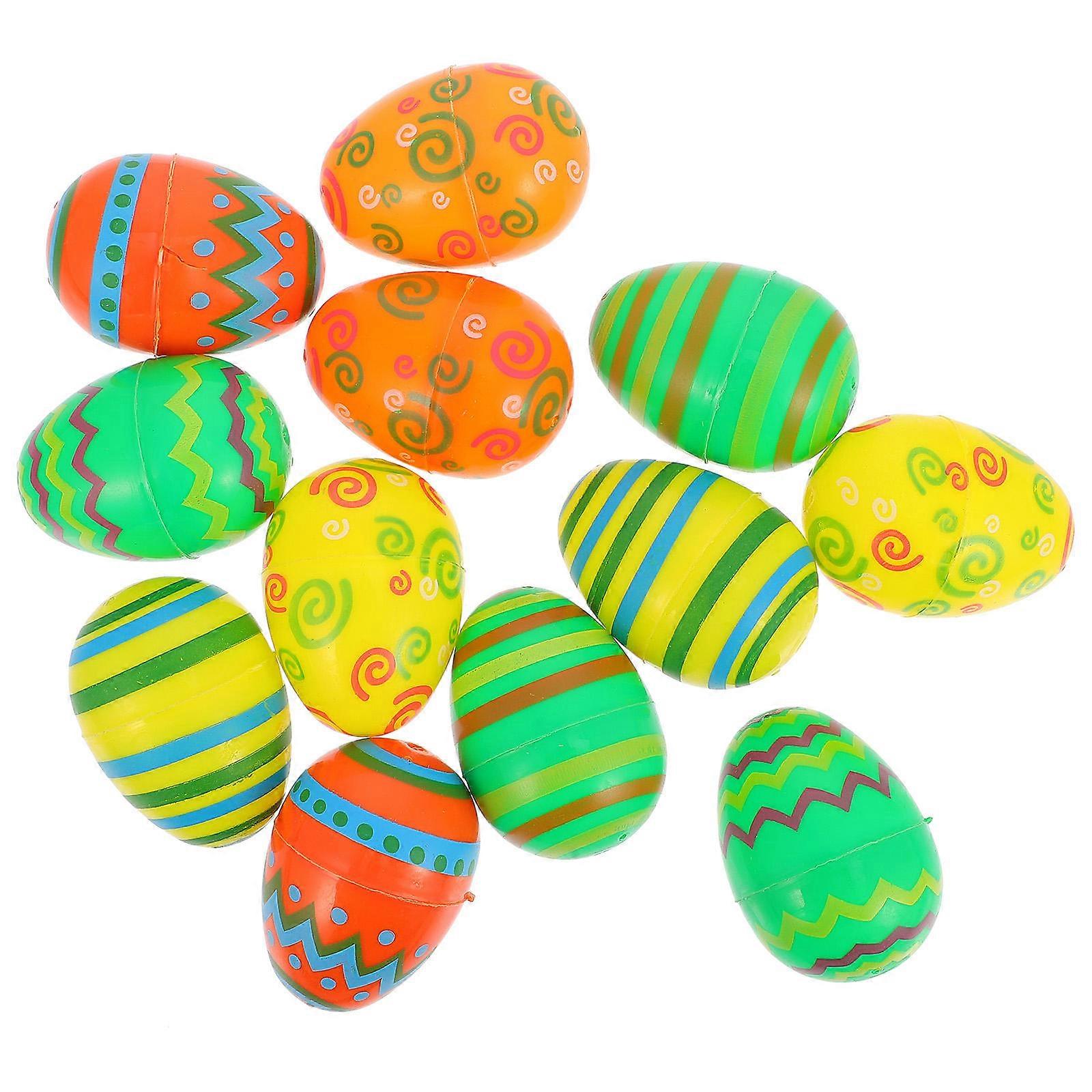Easter Party Supply Plastic Colorful Easter Egg Decor for 12Pcs