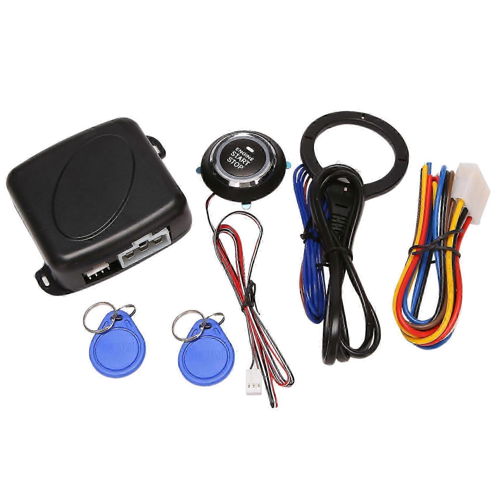 Smart RFID Car Alarm System with Push Engine Start Stop Button, Lock Ignition Immobilizer and Remote Keyless Entry -LL
