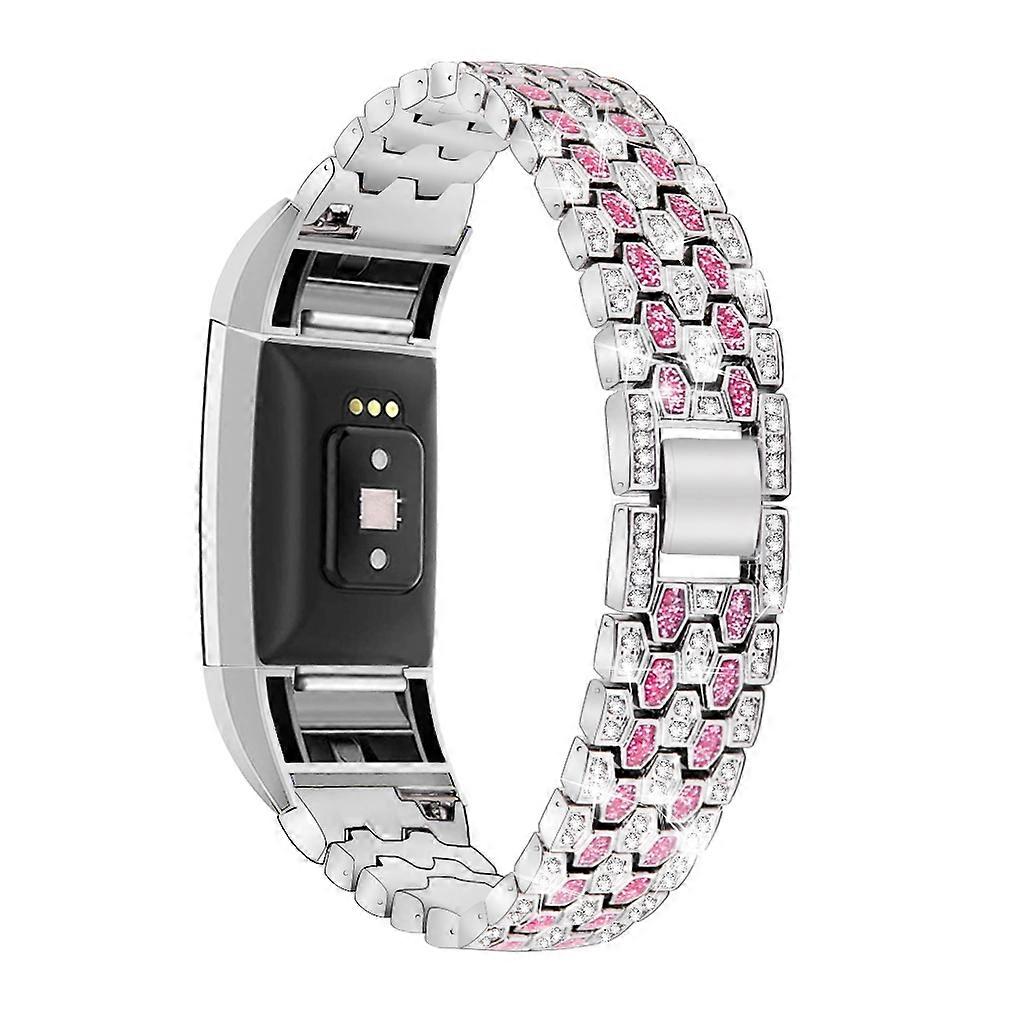 Rhinestone Decor Zinc Alloy Smart Watch Band Strap Replacement for Fitbit Charge 2