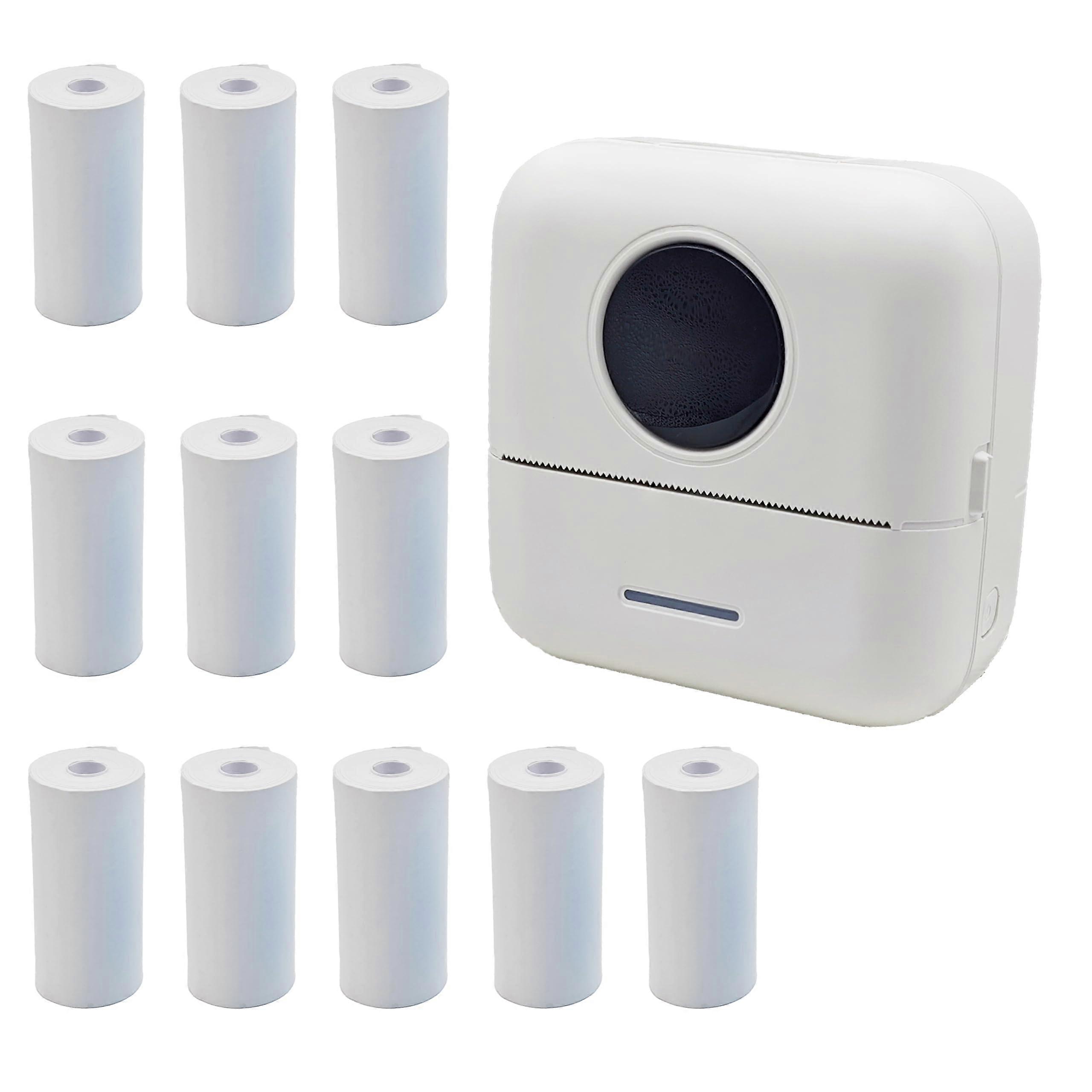 Mini Thermal Printer Bluetooth Inkless Pocket Photo and Label Printer with 11 Paper Rolls for iOS Android