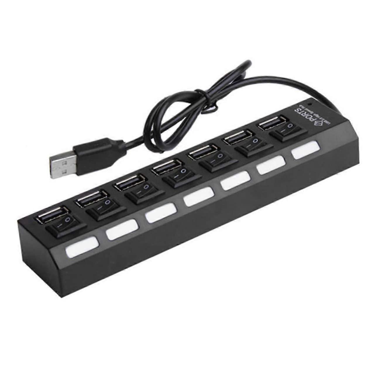 7 Port USB Hub  Speed Data Transfer Multi USB Charging Hub with On Off Switch for Laptop PC