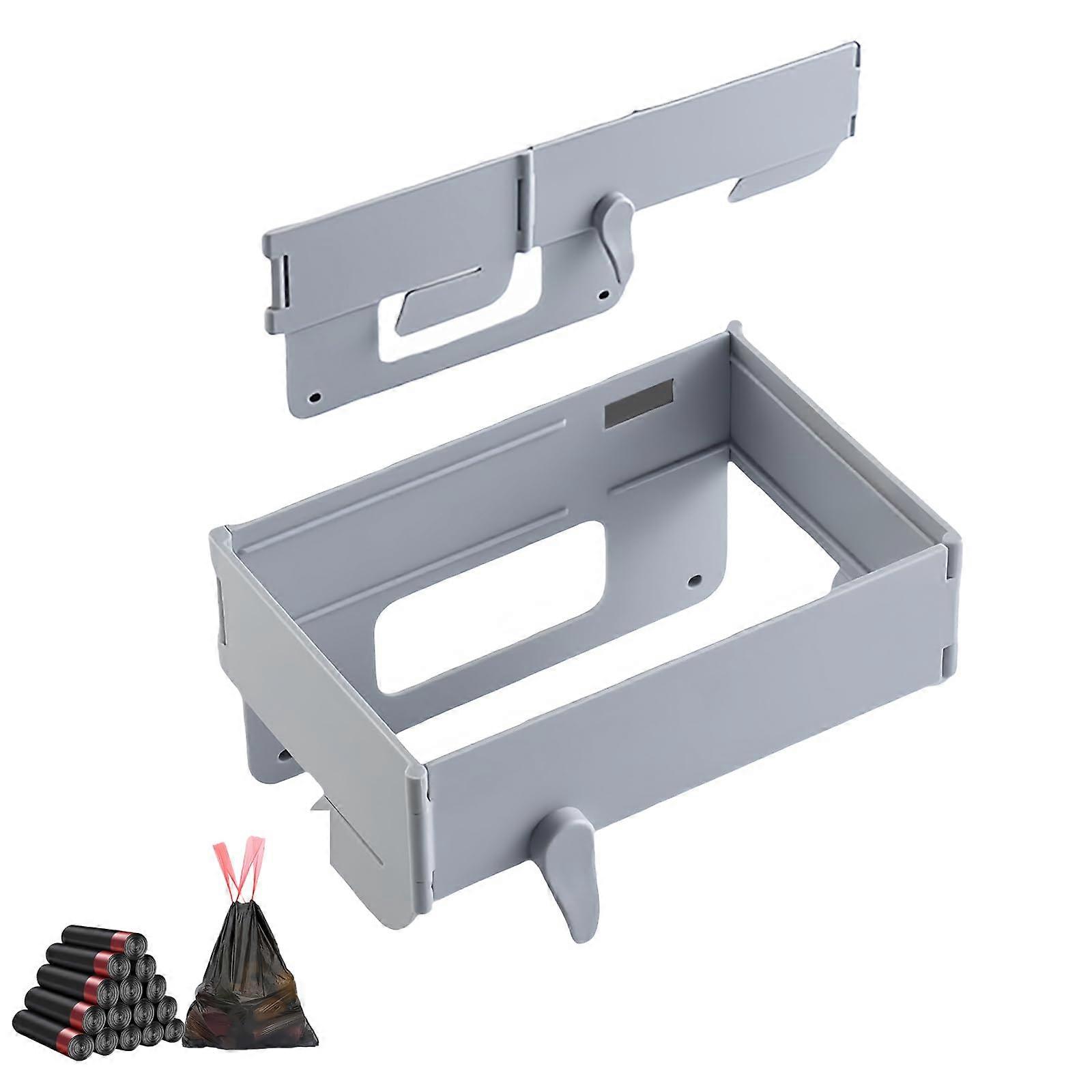 Hanging Kitchen Trash Can with Foldable SpaceSaving Design, NoDrill Cabinet Mounted Garbage Bin, 1pcs Gray