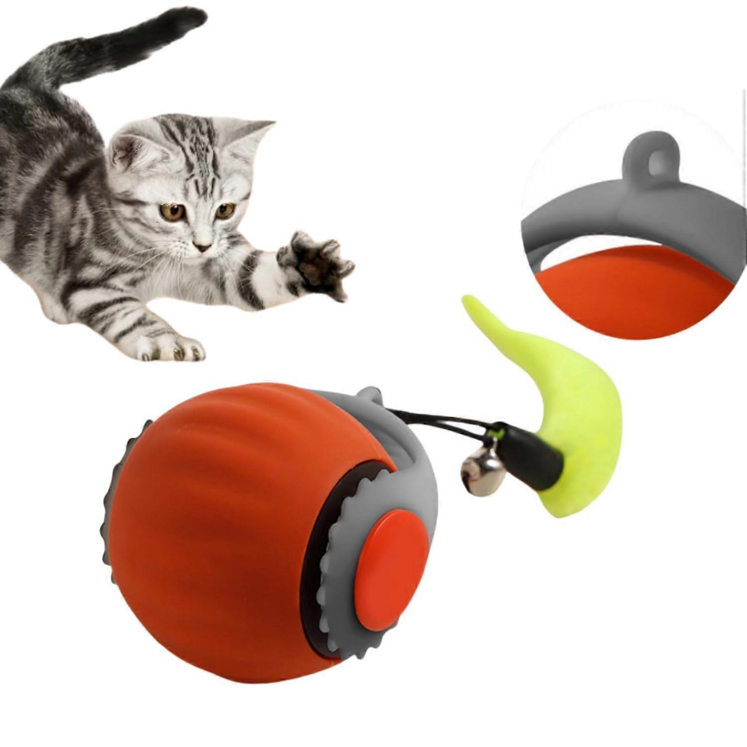 Interactive Cat Toy with Irregular Motion, Automatic Rope Rotation and Rechargeable Rolling Ball