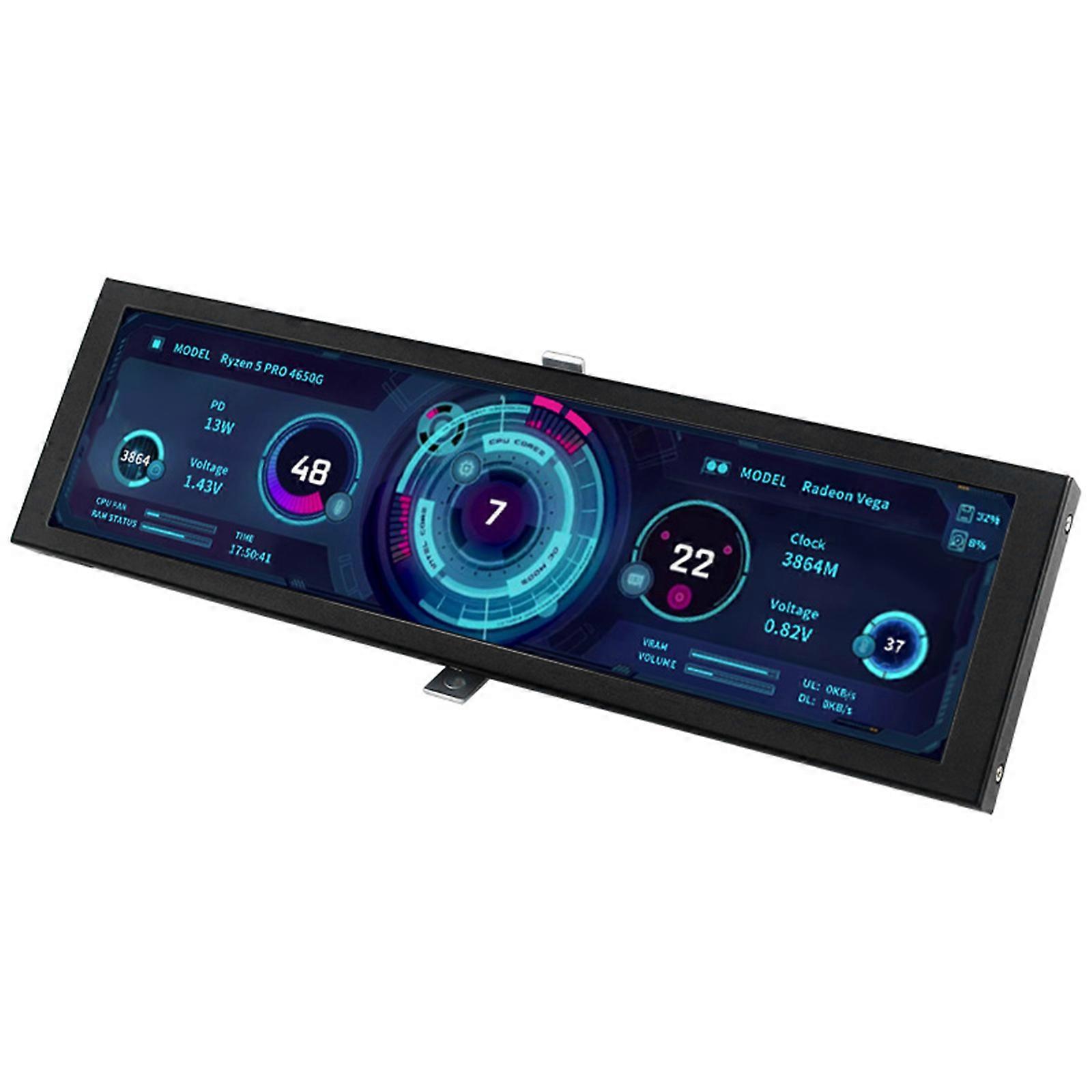 8.8Inch Computer Diagnostic Display Screen IPS Technology 1920x480 Adjustable Data Visualization Secondary screen  Black