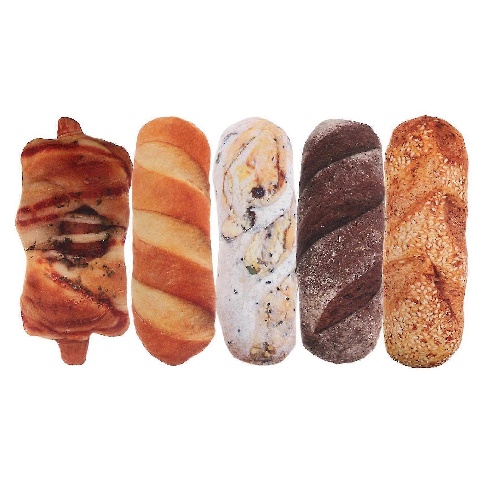 Simulation Bread Pillow Soft Bread Plush for Sofa Lumbar Support 5Pcs