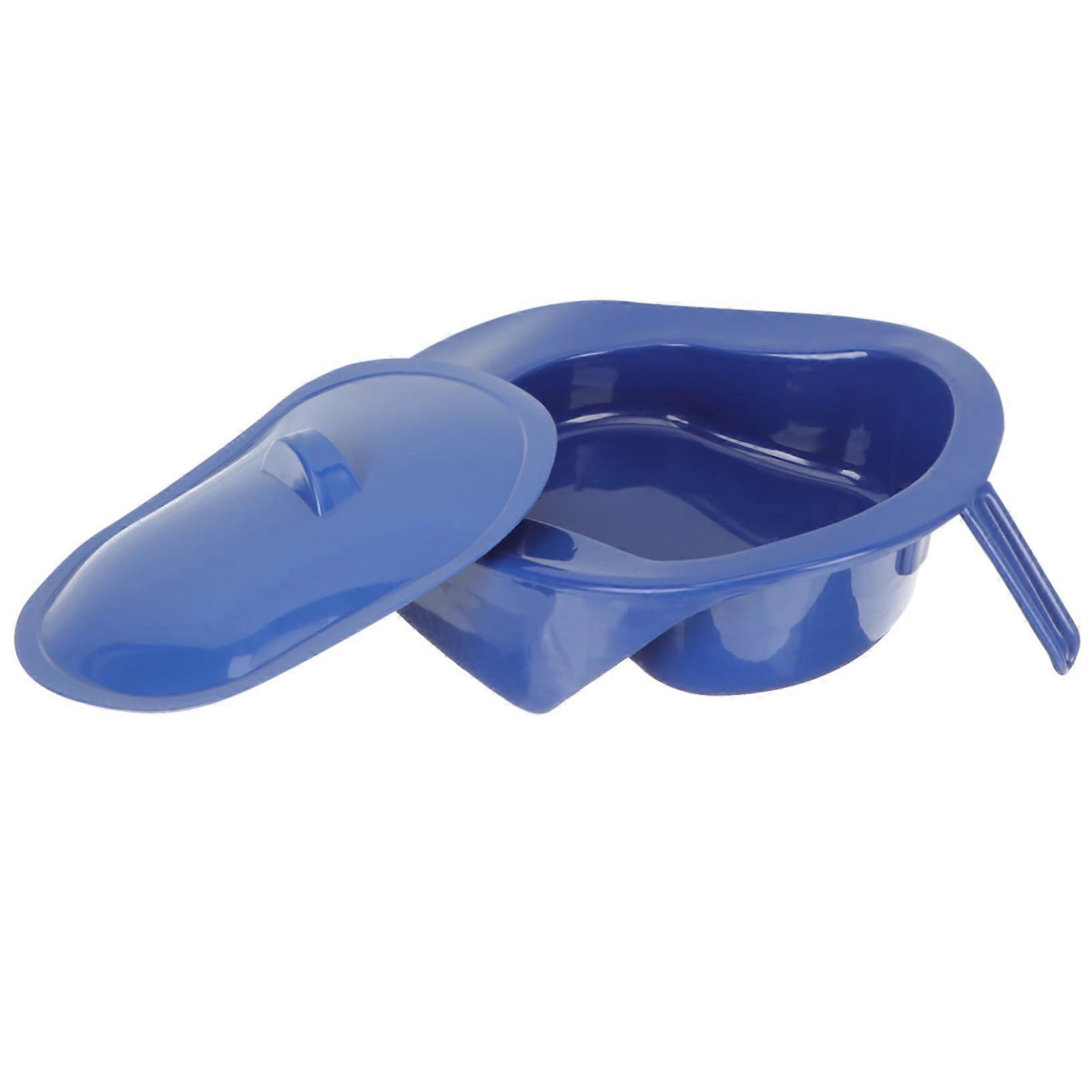 Bedpan for Elderly with Comfortable Contoured Shape, SplashResistant Blue Urinal for Women