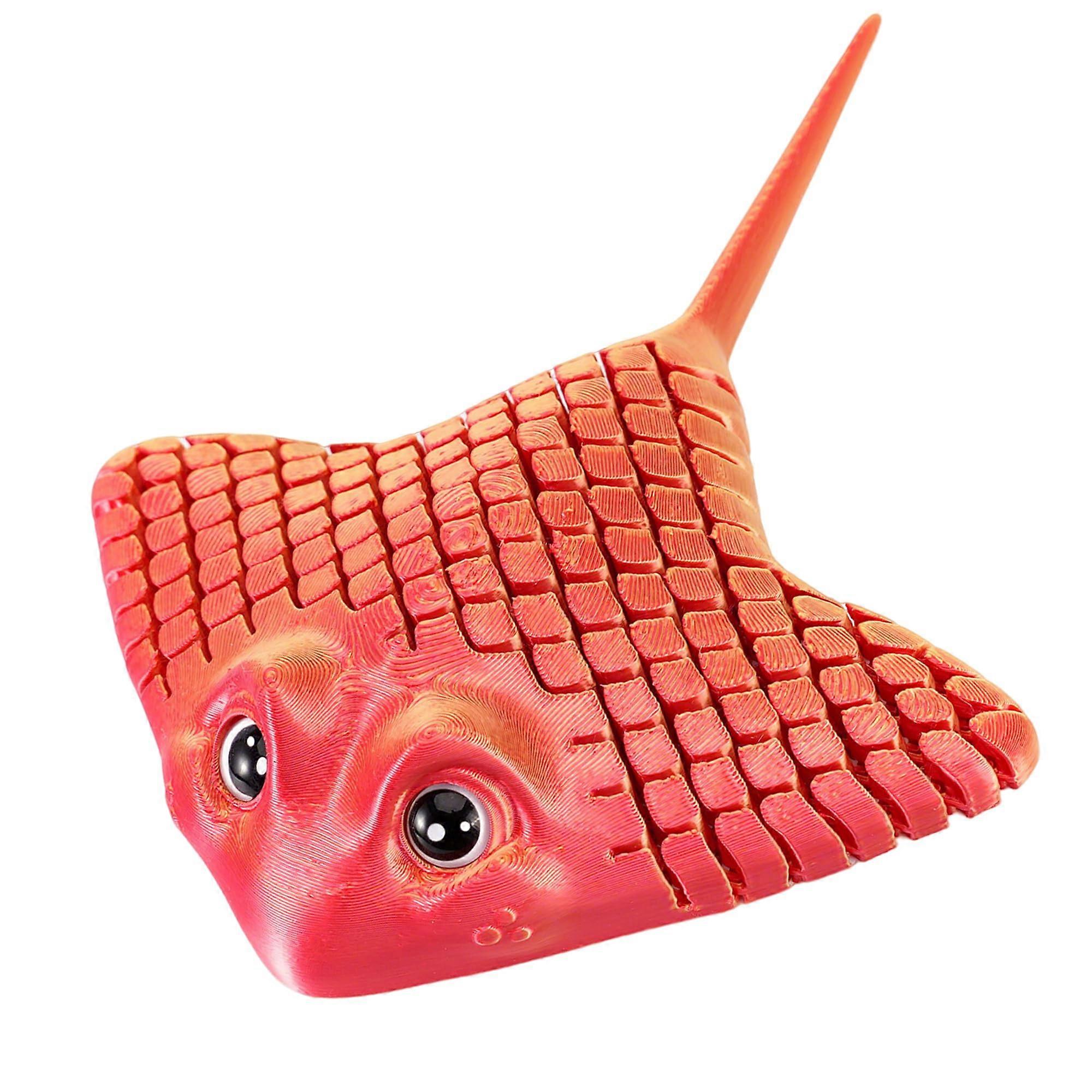 Laser Red Poseable 3D Printed Devilfish Toy, Realistic Marine Model for Desktop Decoration