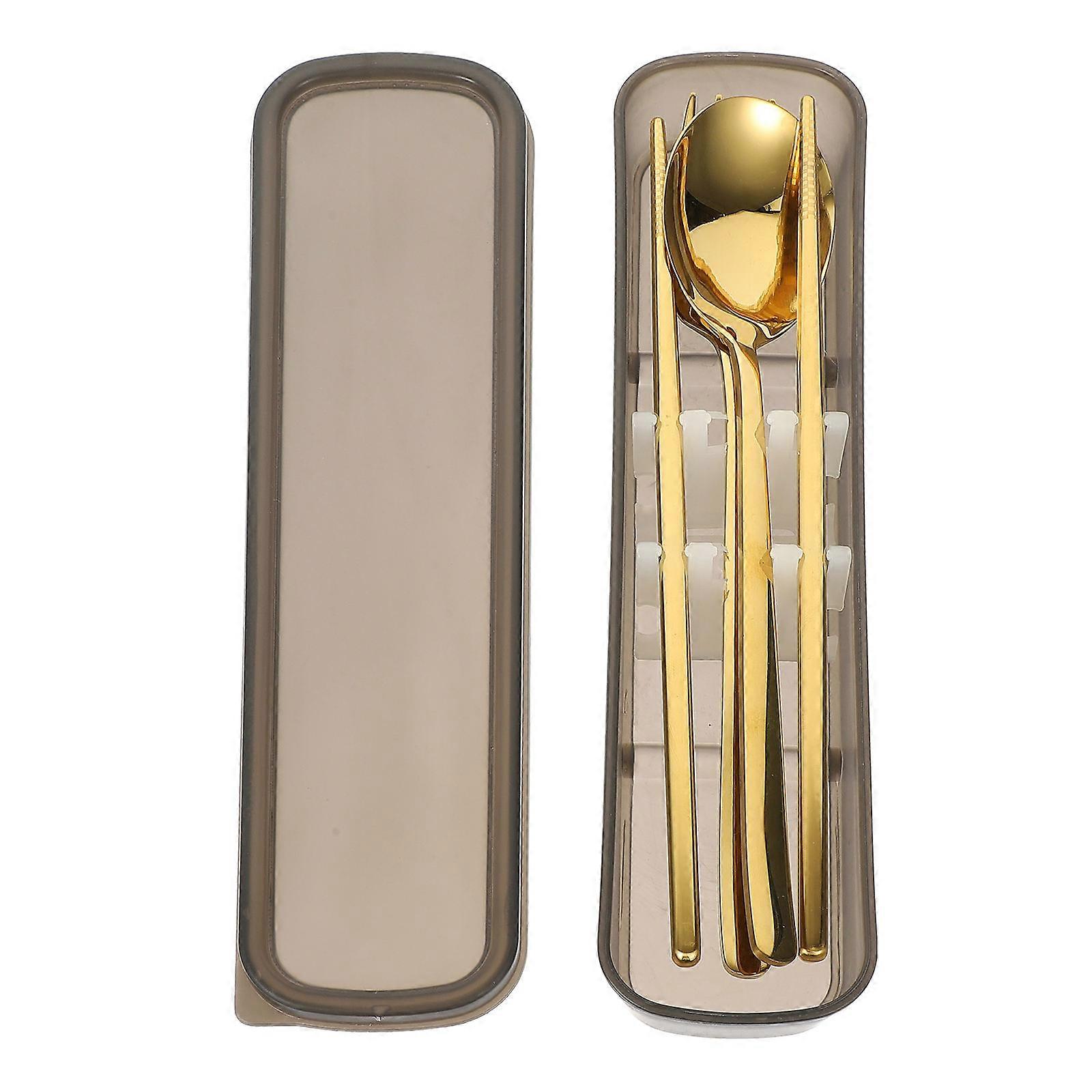 Stainless Steel Flatware Fork Spoon Chopstick Kit for Students Household 1Set