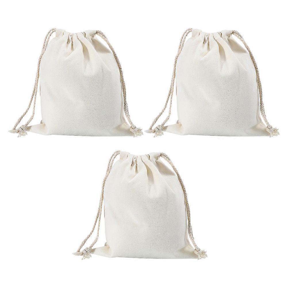 Cotton Drawstring Bag Drawstring Pouches for Gift Packing 3Pcs Beige