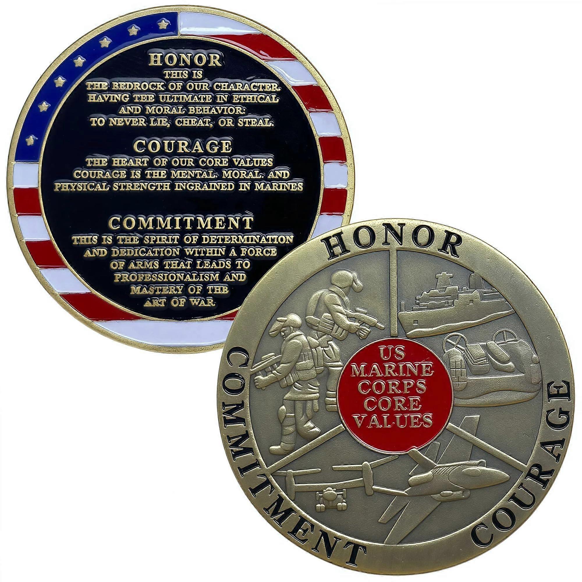 Challenge Coin Honor Courage Commitment Collectible Brass Coin with Case