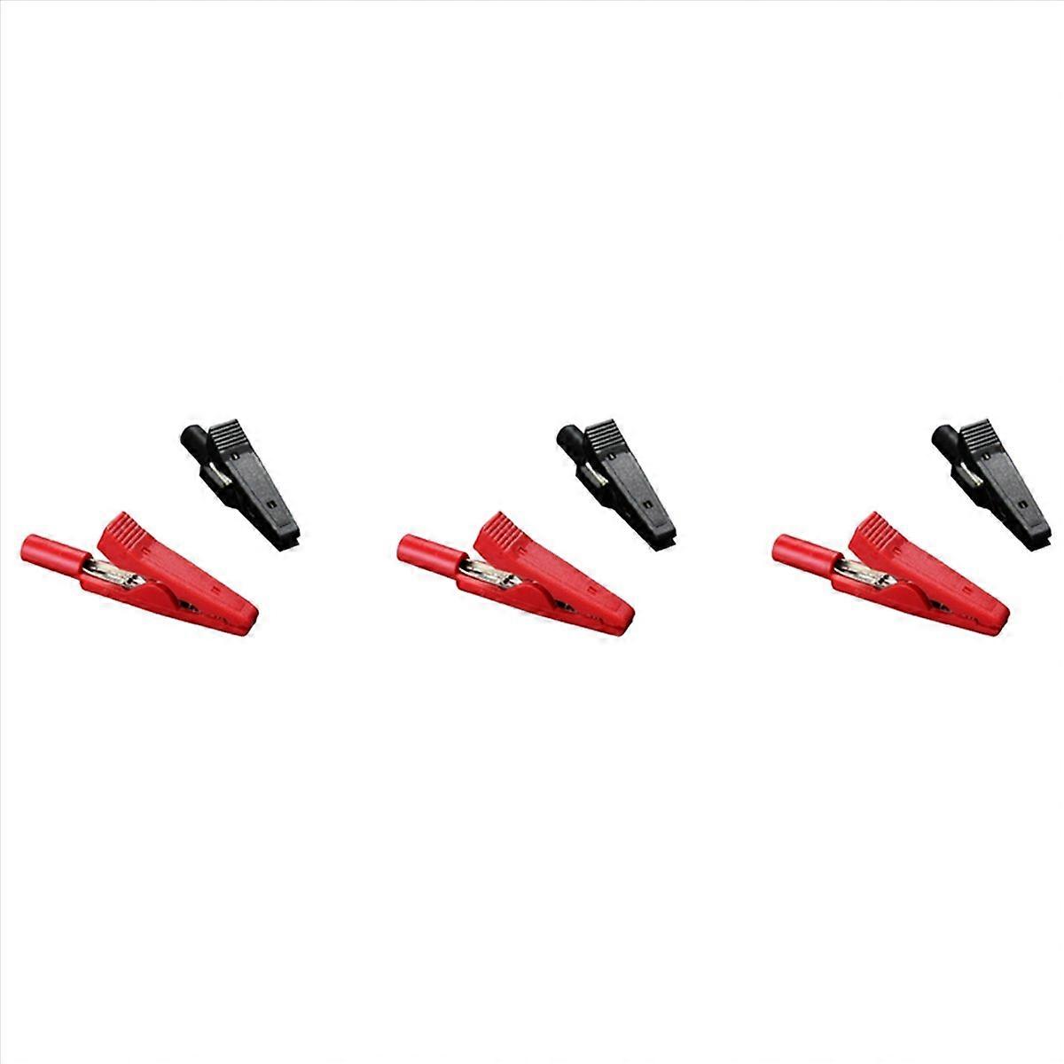 6X Insulated Alligator Clip Connector Clamp Testing Probe Red+Black
