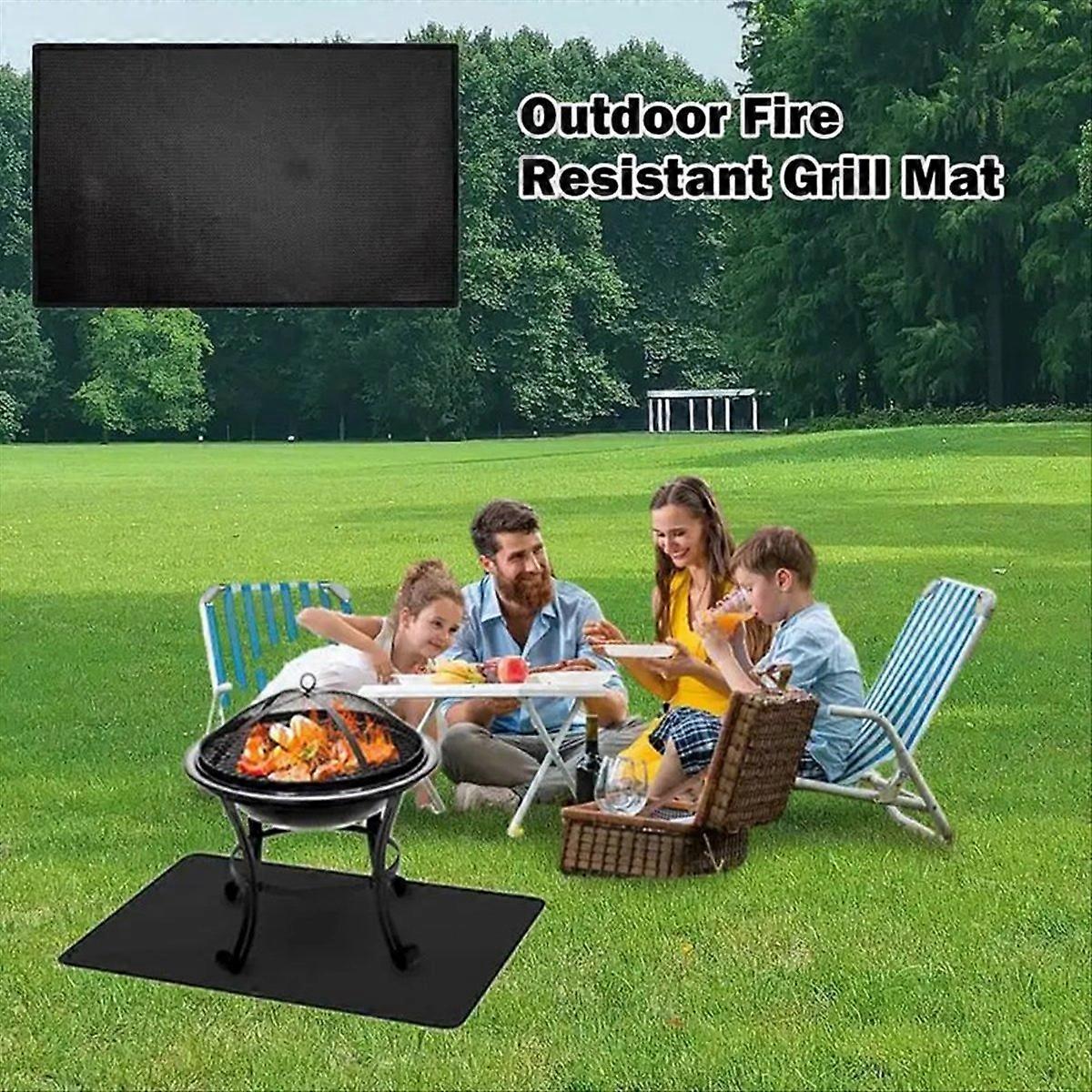Fire Grill Mat Folding Oil-Proof Grill Floor Pads B