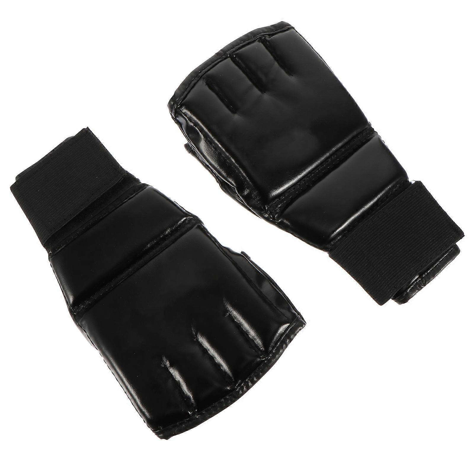 Boxing Gloves for Training 1Pair Red Durable Half-Finger PU Gloves