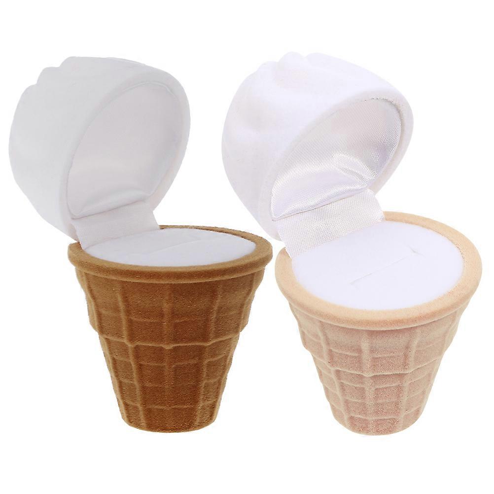 Creative Valentine's Day Ring Boxes for Storage 2Pcs Ice Cream Shape
