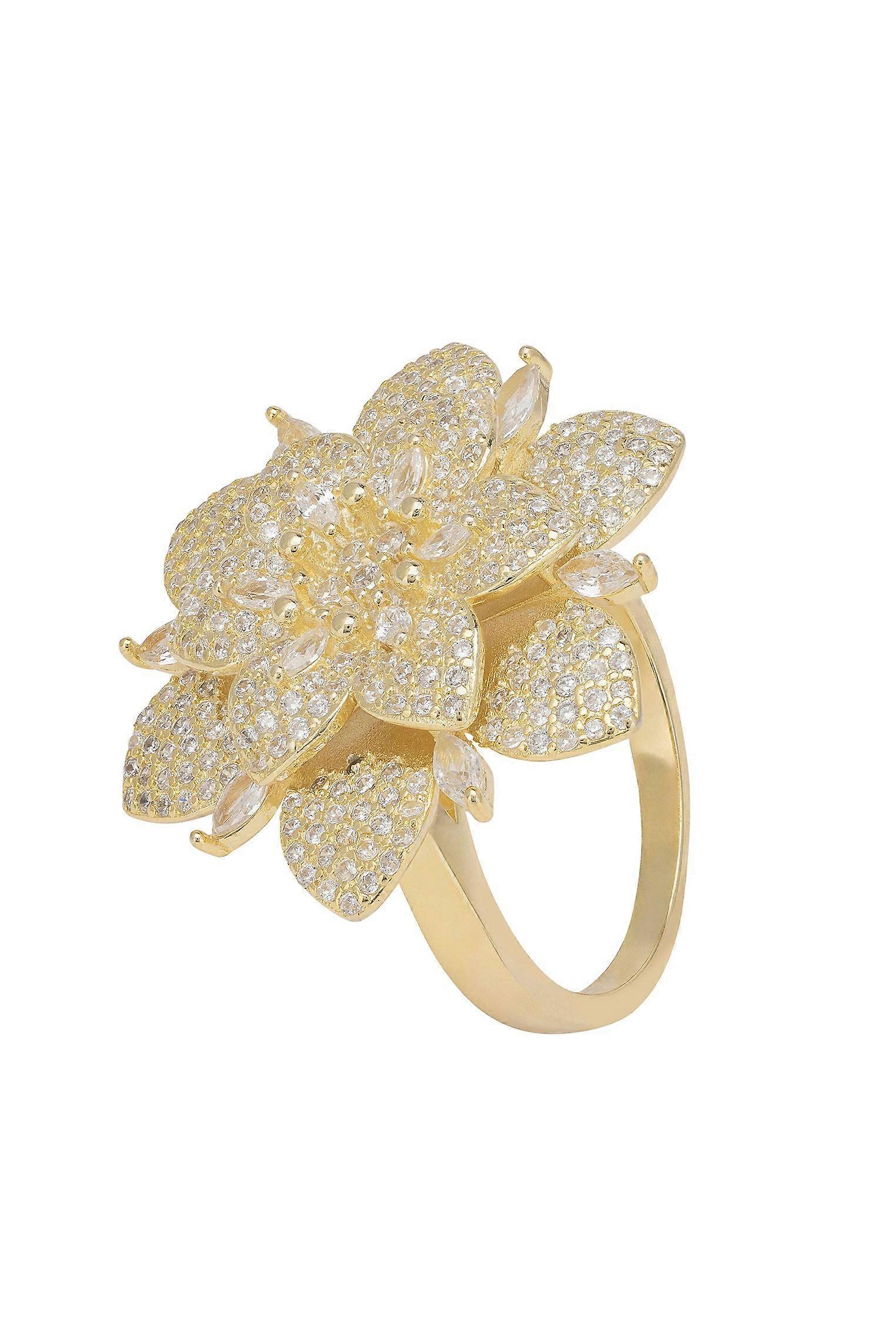 Primrose Flower Cocktail Ring Gold