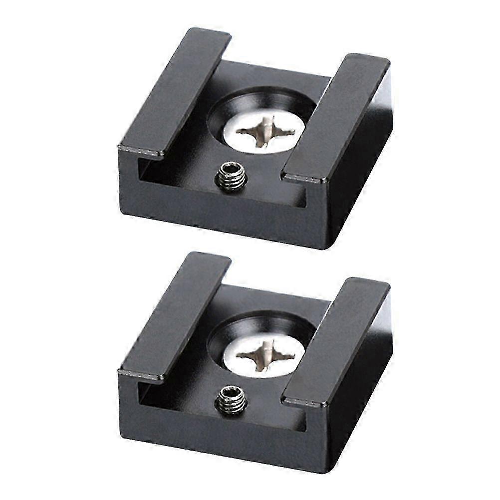 Black 2pcs Handy Multifunction Cold Shoe Mount Adapter Quick Release Flash Stand Bracket for Camera