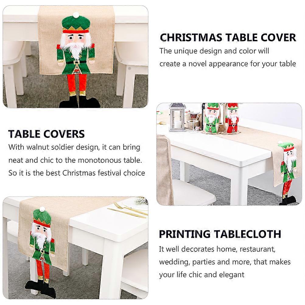 Christmas Table Cover Walnut Soldier Pattern for Table Decor 3Pcs
