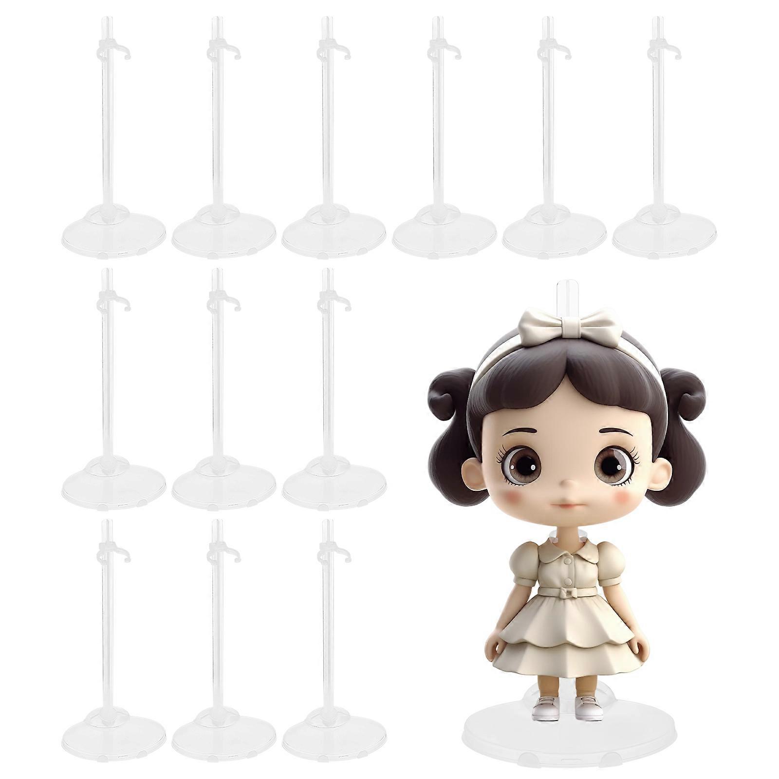 Doll Support Bracket Plastic Adjustable for Holding 12Pcs Transparent