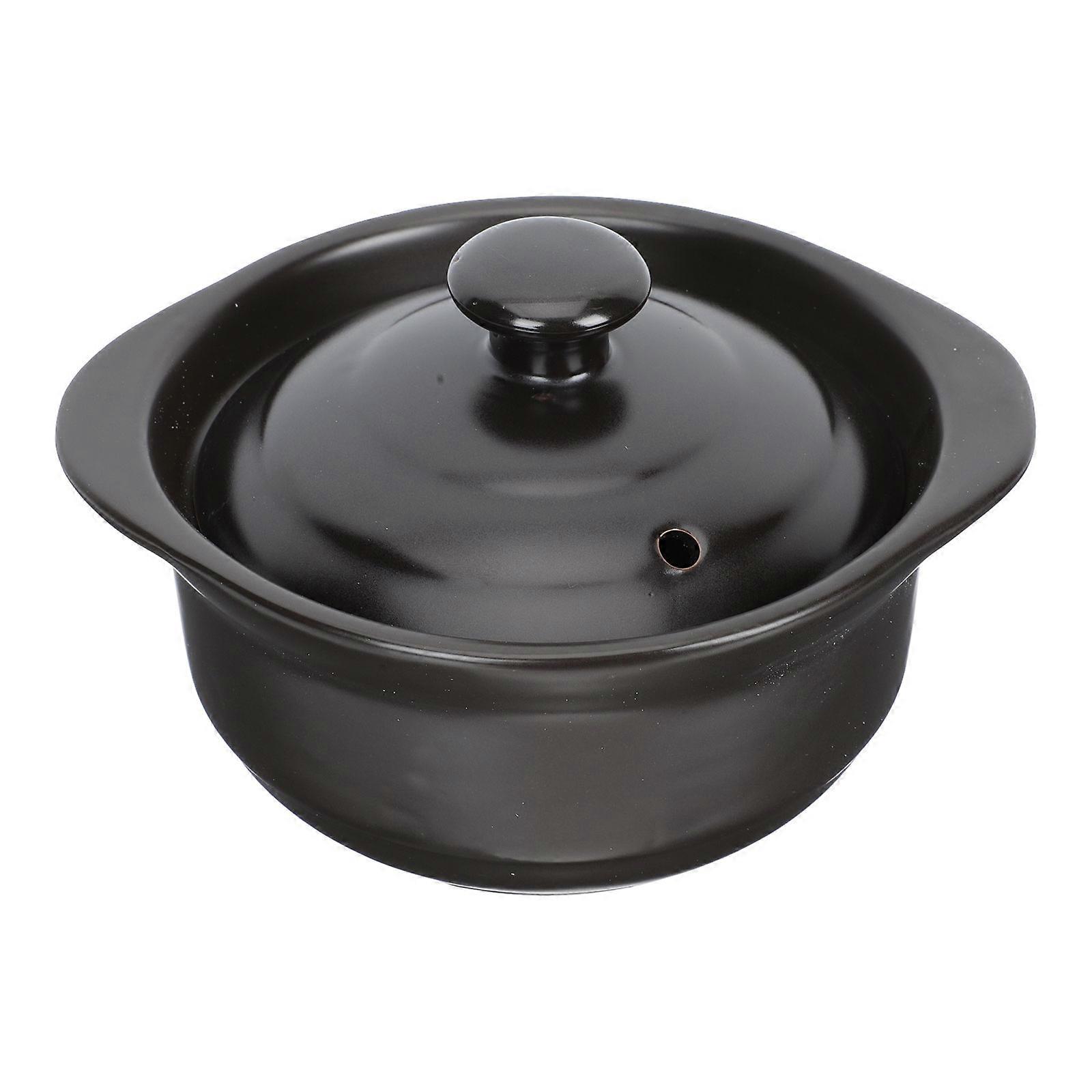 Black Ceramic Stew Pot for Household Use 1Pcs Multi-Function Soup Pot
