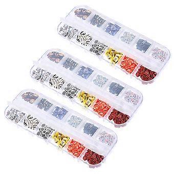 3 pudełka Halloween Nail Art DIY Slices Śmieszne dekoratory do paznokci Nail Art Supplies