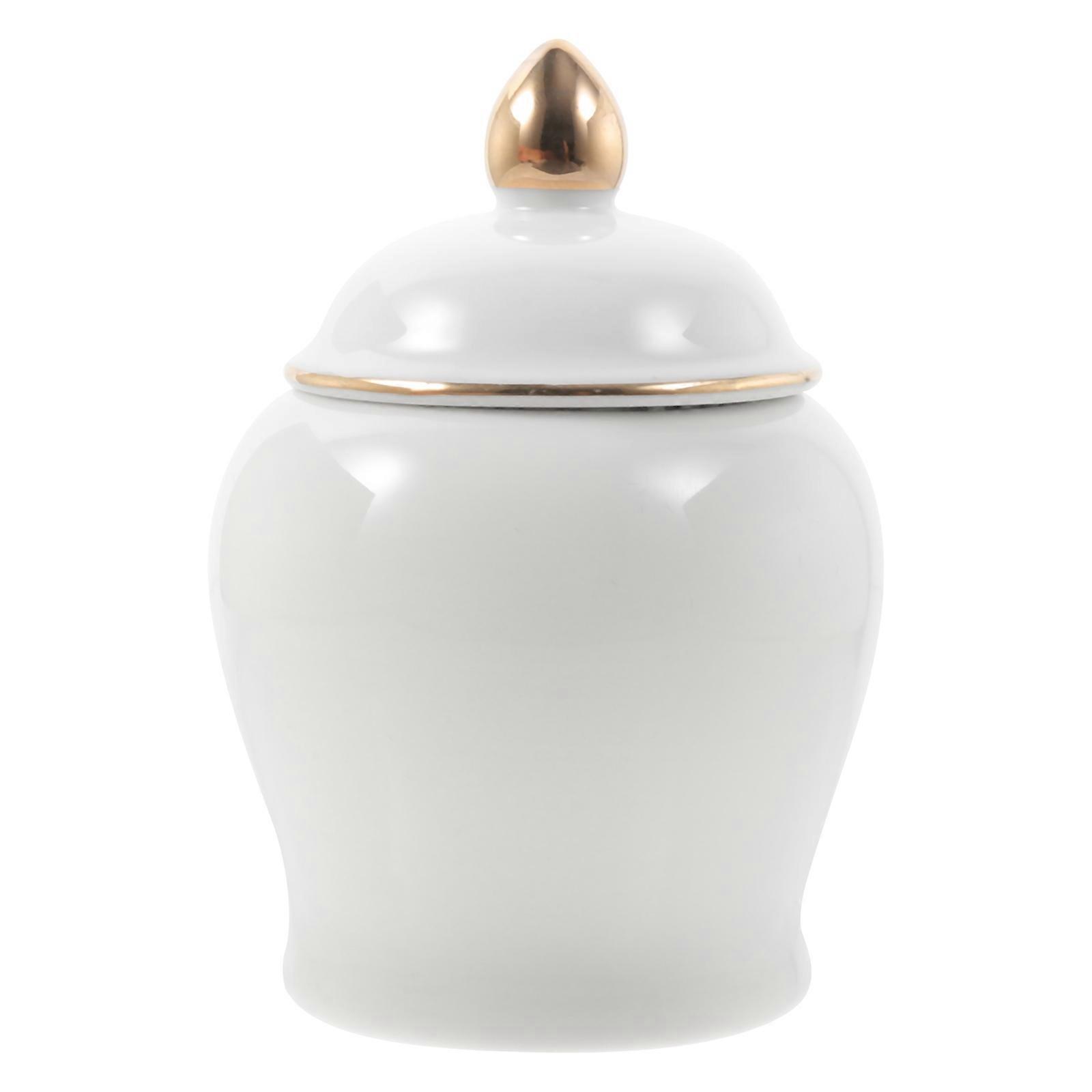 Solid Color Tea Storage Jar Ceramic Canister Multi-function Tea Canister Household Storage Canister