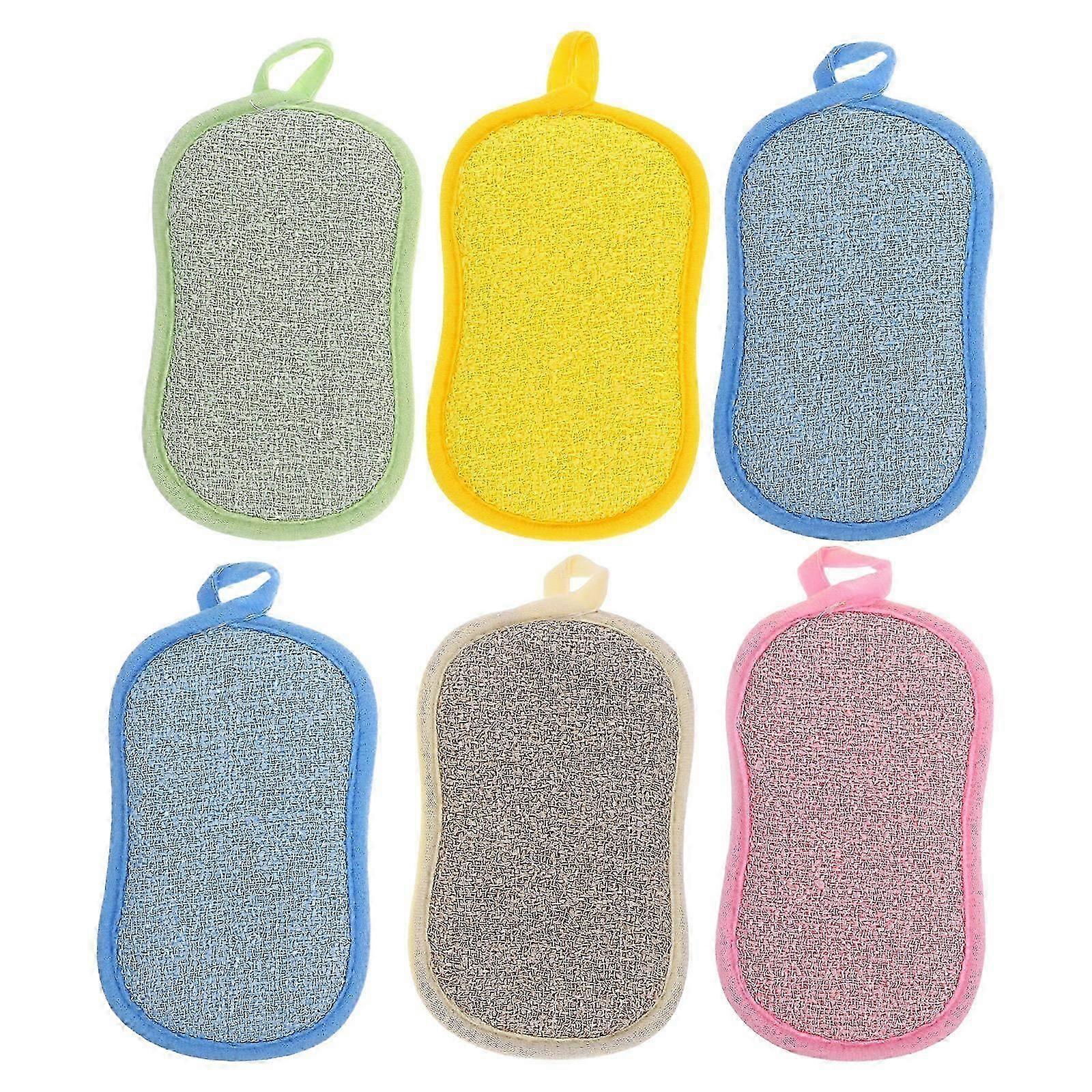 Reusable Double-Sided Kitchen Dish Cleaning Sponges 6Pcs Pack