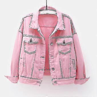 Women's Spring and Autumn Coats - Warm Solid Denim Jacket with Long Sleeve, Stylish Outerwear