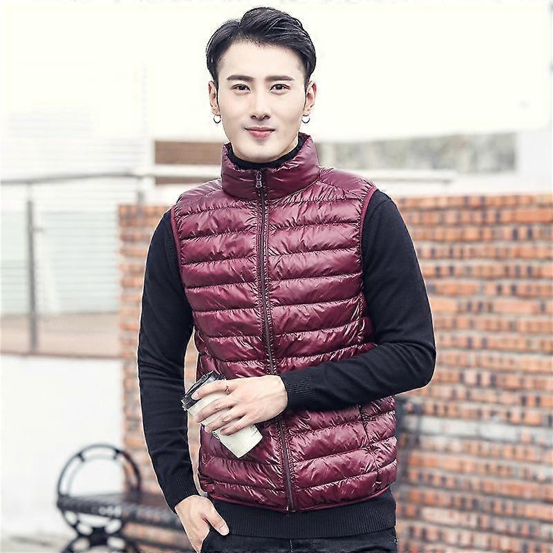 Men's Lightweight Down Vest for Fall/Winter Solid Color Simple Sleeveless Jacket for Warmth