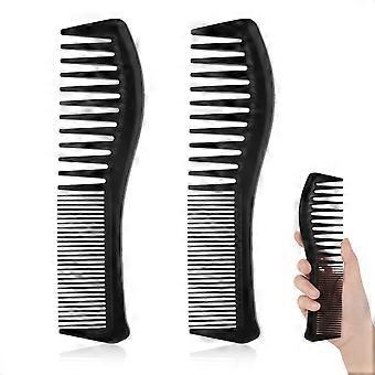 Packung mit 2 Haarkämmen, mit großen Zähnen und feinen Zähnen Haarkamm für Haarstyling, Friseur (schwarz)
