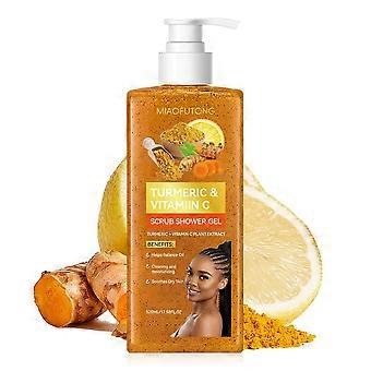 520ml Turmeric & Vitamin C Exfoliating Scrub Shower Gel, Hydrating Oil Control Body Wash, Gentle Exfoliator for Dry Rough Skin Daily Cleansing