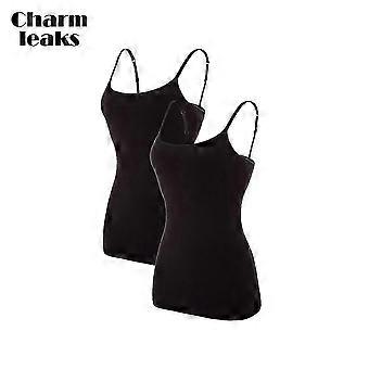 Charmleaks Women Cotton Camisole Ladies Underwear Sleepwear Undies Shelf Bra Solid Basic Tank Top Pack of 2