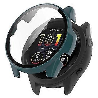 For Garmin Forerunner 265S Anti-scratch PC Watch Case with Tempered Glass Screen Protector - Black