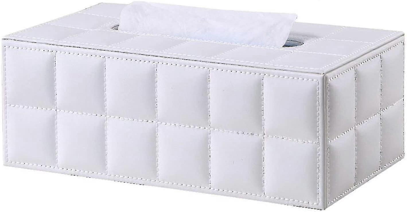 Rectangular Leather Tissue Box (white)