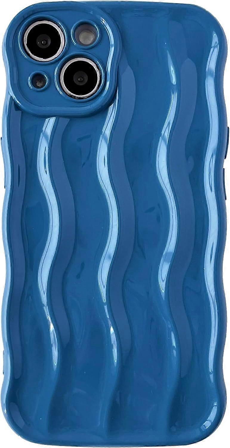 Water Ripple Pattern Curly Wave Frame Soft Compatible with iPhone Case (Blue,iPhone 12 Pro Max)