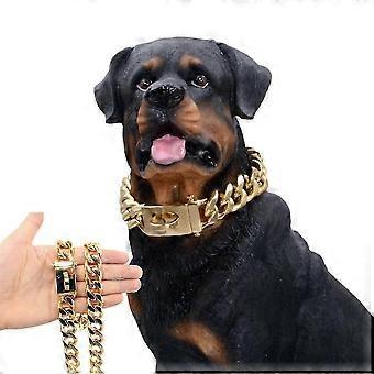 HJyang Gold Dog Collar Solid Stainless Steel Dog Choke Big Dog Outdoor Walking Chain QRH