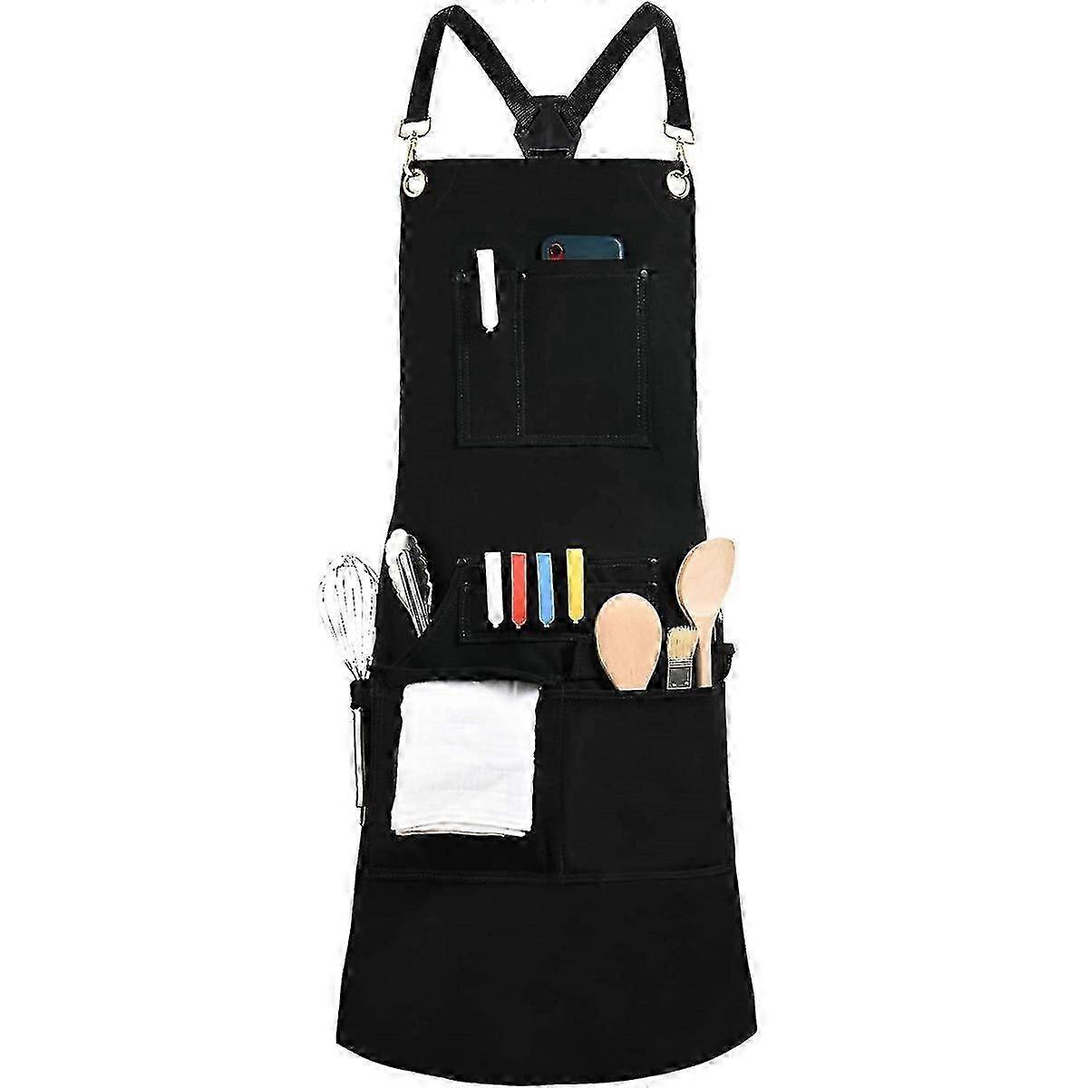 Adjustable Canvas Apron with 10 Pockets and 2 Pocket Compartments
